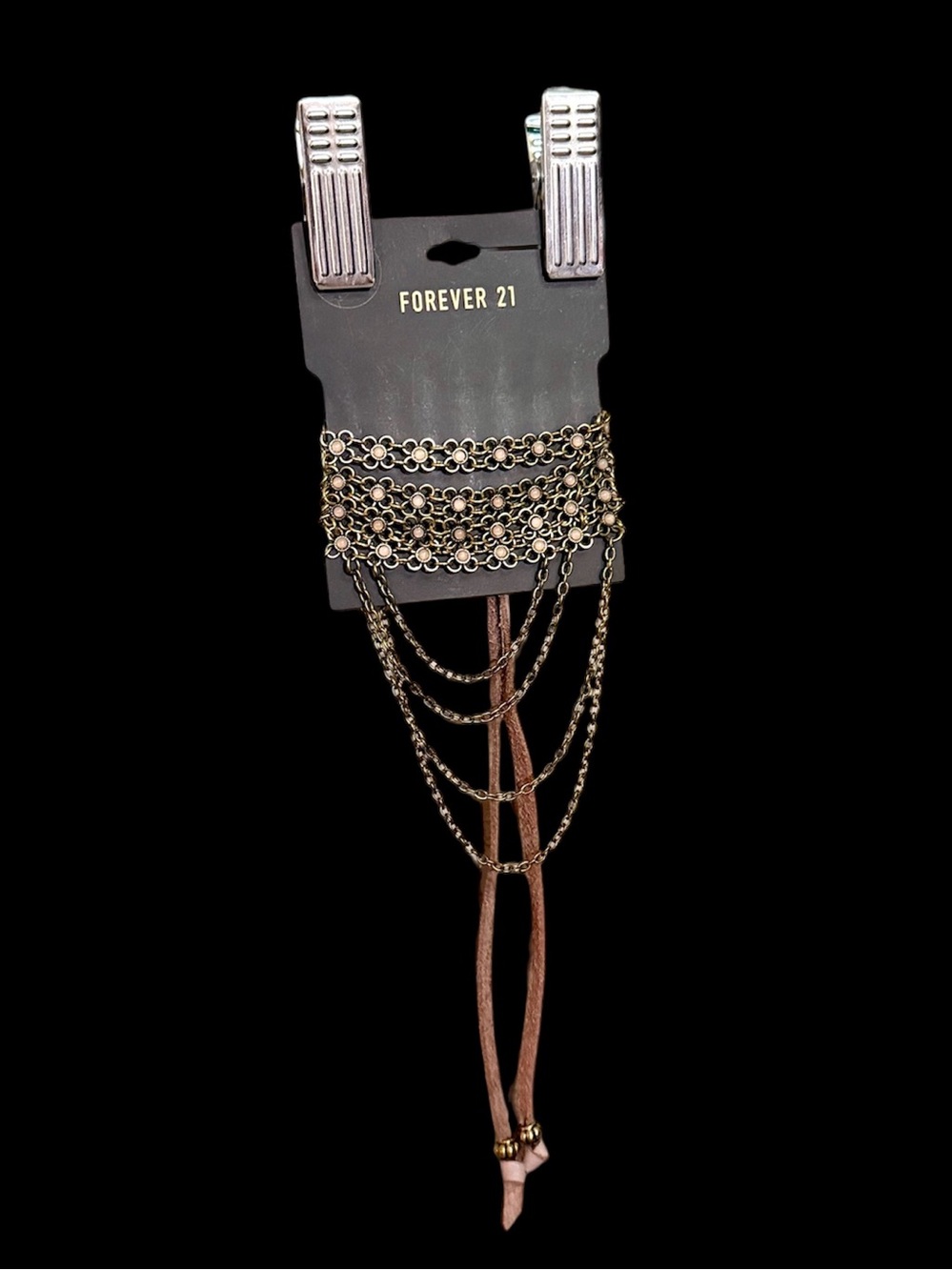 Forever 21 Antiqued Gold body Jewelry Arm Band w/Leather Straps OS NWT